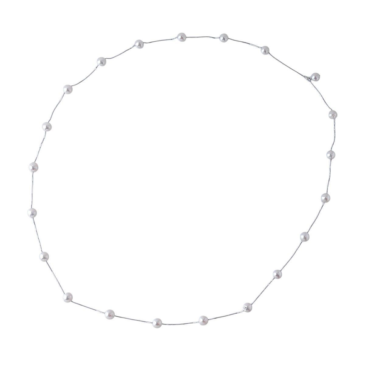 Tasaki white gold pearl necklace station with 21 pearls 8.5-9.0mm length 95cm