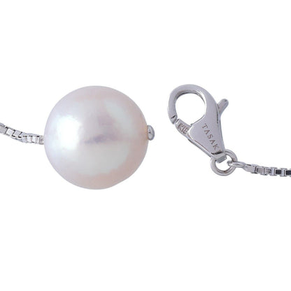 Tasaki white gold pearl necklace station with 21 pearls 8.5-9.0mm length 95cm