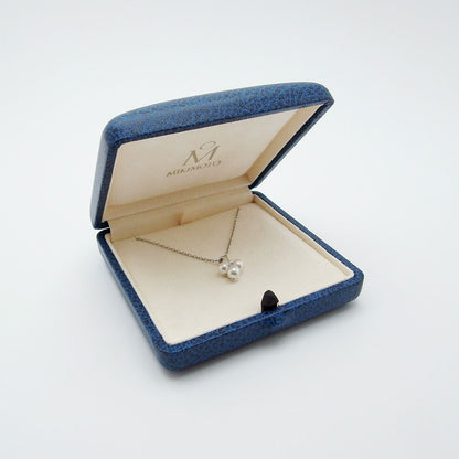 Mikimoto Akoya pearl diamond pendant necklace in white gold with 5.1mm pearls on 40cm chain with inner box