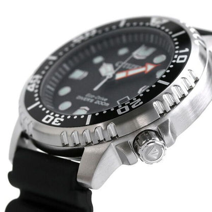 Citizen BN0156-05E men's Promaster watch with black dial, stainless steel case, and black urethane band