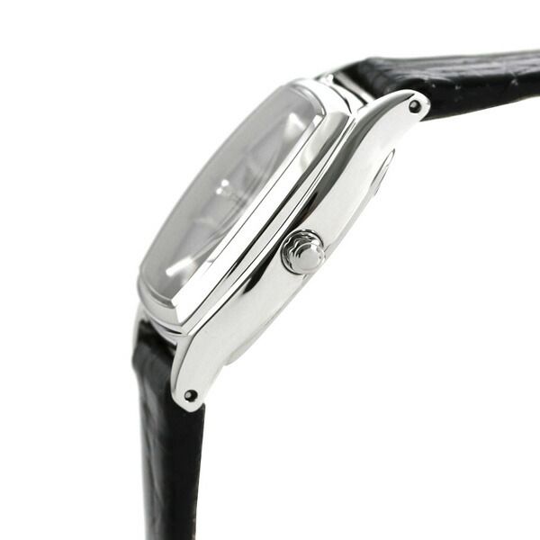 Citizen EX2000-09A women's wristwatch with silver dial, black leather band, and stainless steel case