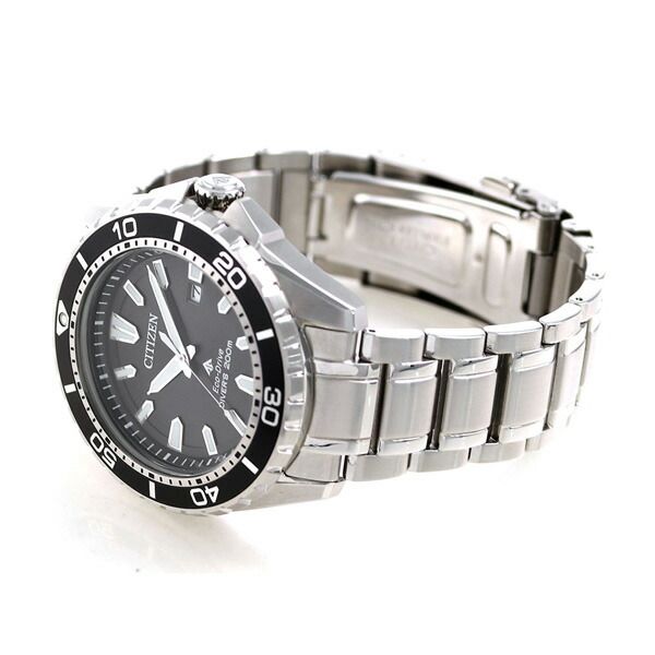 Citizen Promaster Marine Series Eco-Drive Diver 200m wristwatch BN0190-82E with black dial and silver stainless steel band