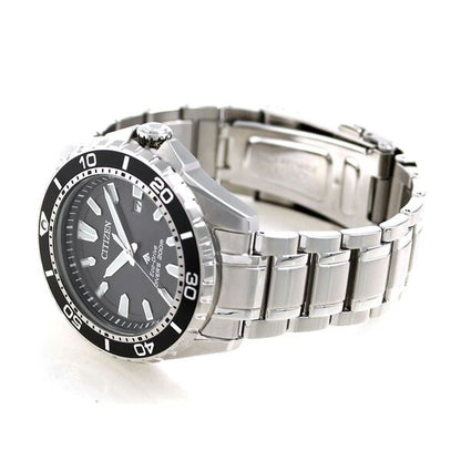 Citizen Promaster Marine Series Eco-Drive Diver 200m wristwatch BN0190-82E with black dial and silver stainless steel band
