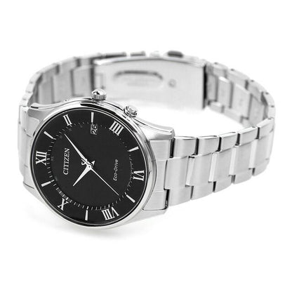 Citizen AS1060-54E men's watch with black dial and silver stainless steel band