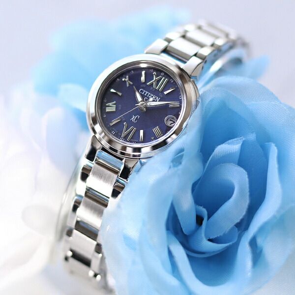 Citizen Kuro Lady ES9430-54L wristwatch with navy dial and stainless steel platinum case and band