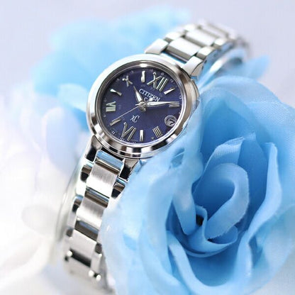 Citizen Kuro Lady ES9430-54L wristwatch with navy dial and stainless steel platinum case and band