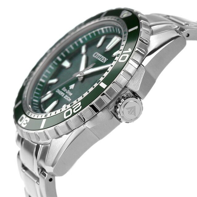 Citizen BN0199-53X men's watch with green dial and silver stainless steel band from Promaster Marine Series