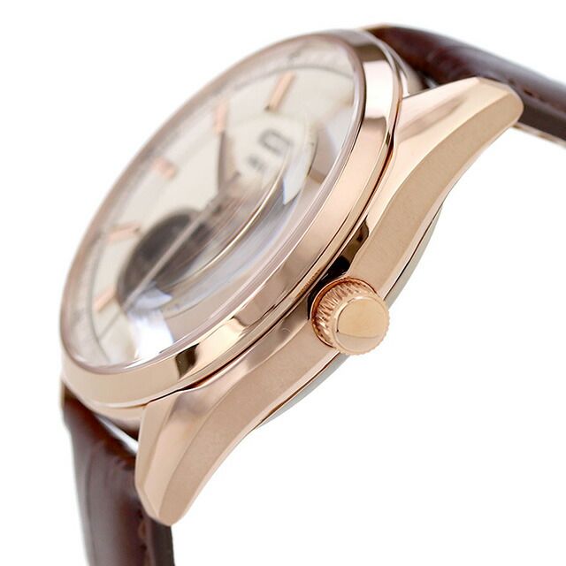 Citizen Collection Mechanical Classic Open Heart Men's Watch NH9112-19A with cream dial and brown cow leather band