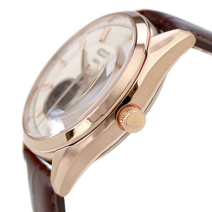 Citizen Collection Mechanical Classic Open Heart Men's Watch NH9112-19A with cream dial and brown cow leather band