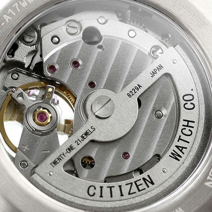 Citizen Collection Mechanical Classic Open Heart Men's Watch NH9112-19A with cream dial and brown cow leather band