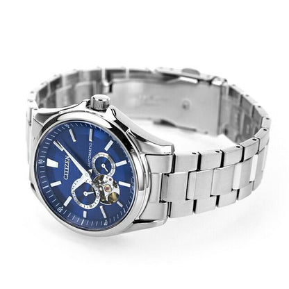 Citizen NP1010-78L men's mechanical watch with blue dial and silver stainless steel band