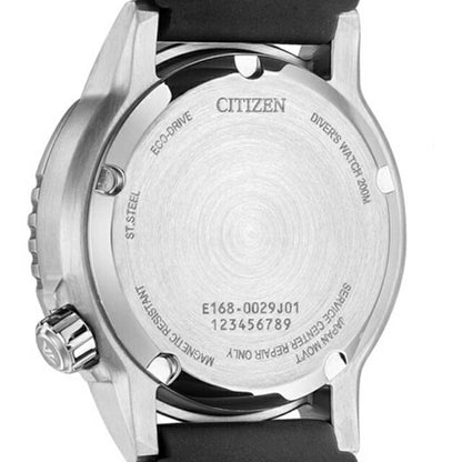 Citizen Promaster EO2020-08E black dial diver watch with black urethane band and stainless steel case for boys