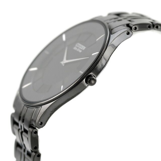 Citizen Eco-Drive AR3017-58E men's wristwatch with black dial and stainless steel gray band