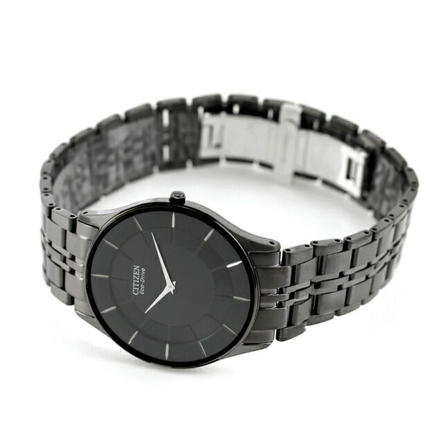 Citizen Eco-Drive AR3017-58E men's wristwatch with black dial and stainless steel gray band