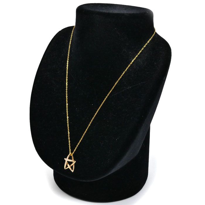Mikimoto Star Necklace in K18 yellow and pink gold with diamond pendant on a 42cm chain