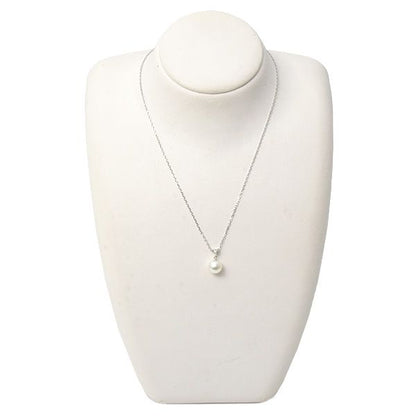 Mikimoto ladies single pearl diamond necklace with 8.2mm pearl and K18 gold chain, 38cm length