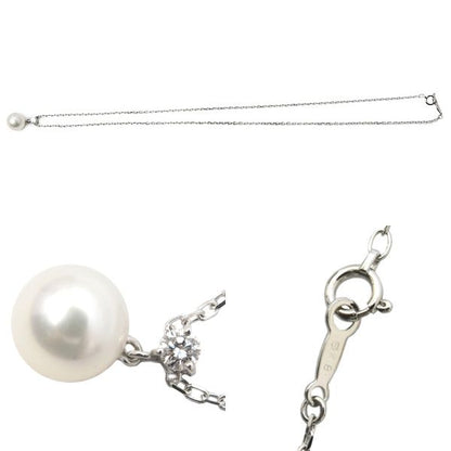 Mikimoto ladies single pearl diamond necklace with 8.2mm pearl and K18 gold chain, 38cm length