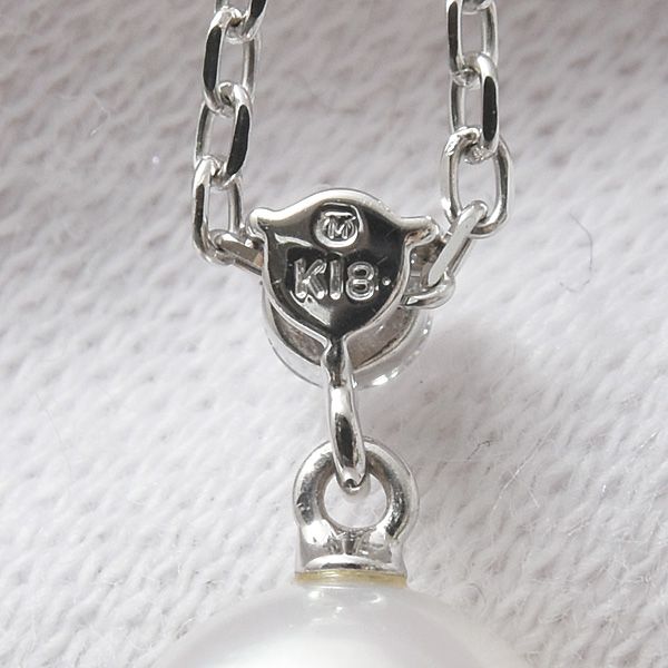 Mikimoto ladies single pearl diamond necklace with 8.2mm pearl and K18 gold chain, 38cm length