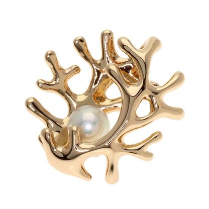 MIKIMOTO Akoya Pearl Coral Motif pendant top in pink gold K18PG with approximately 5mm pearl