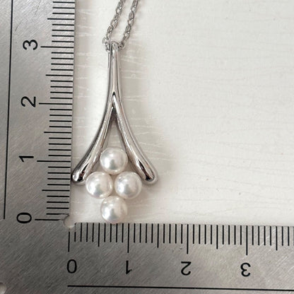 024 Mikimoto Silver Pearl Necklace featuring a silver chain with a single lustrous pearl pendant 40 cm long