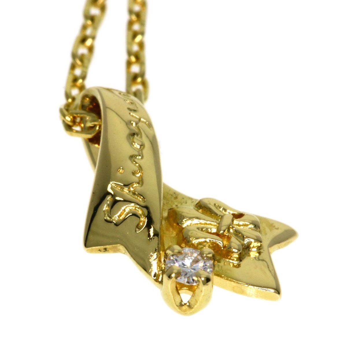 Mikimoto Diamond College Necklace for ladies in K18 yellow gold with a 40cm chain and delicate design