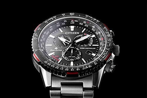 Citizen Promaster Sky Eco-Drive CB5001-57E radio-controlled pilot watch with aviation slide rule and black band