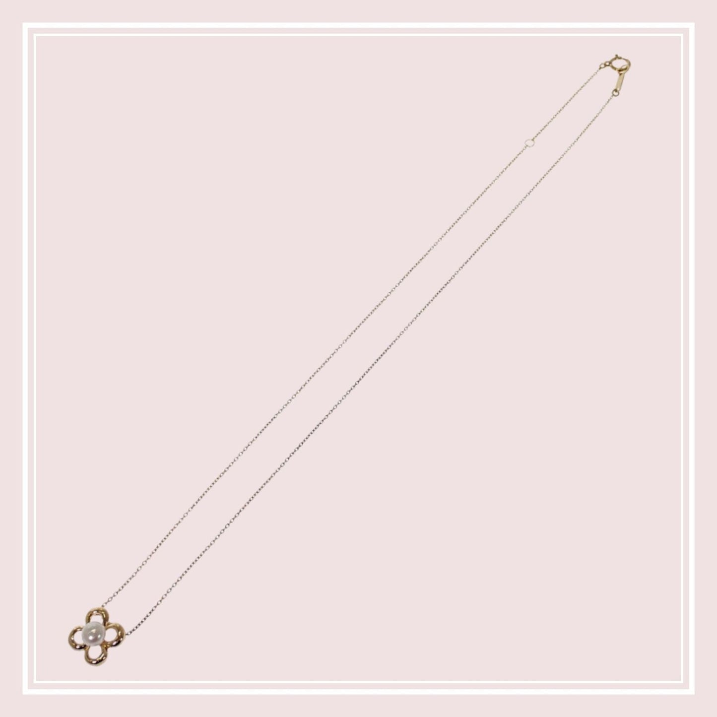 TASAKI Flower Motif Pearl Necklace in K18 Yellow Gold with 5mm pearl and 41cm chain