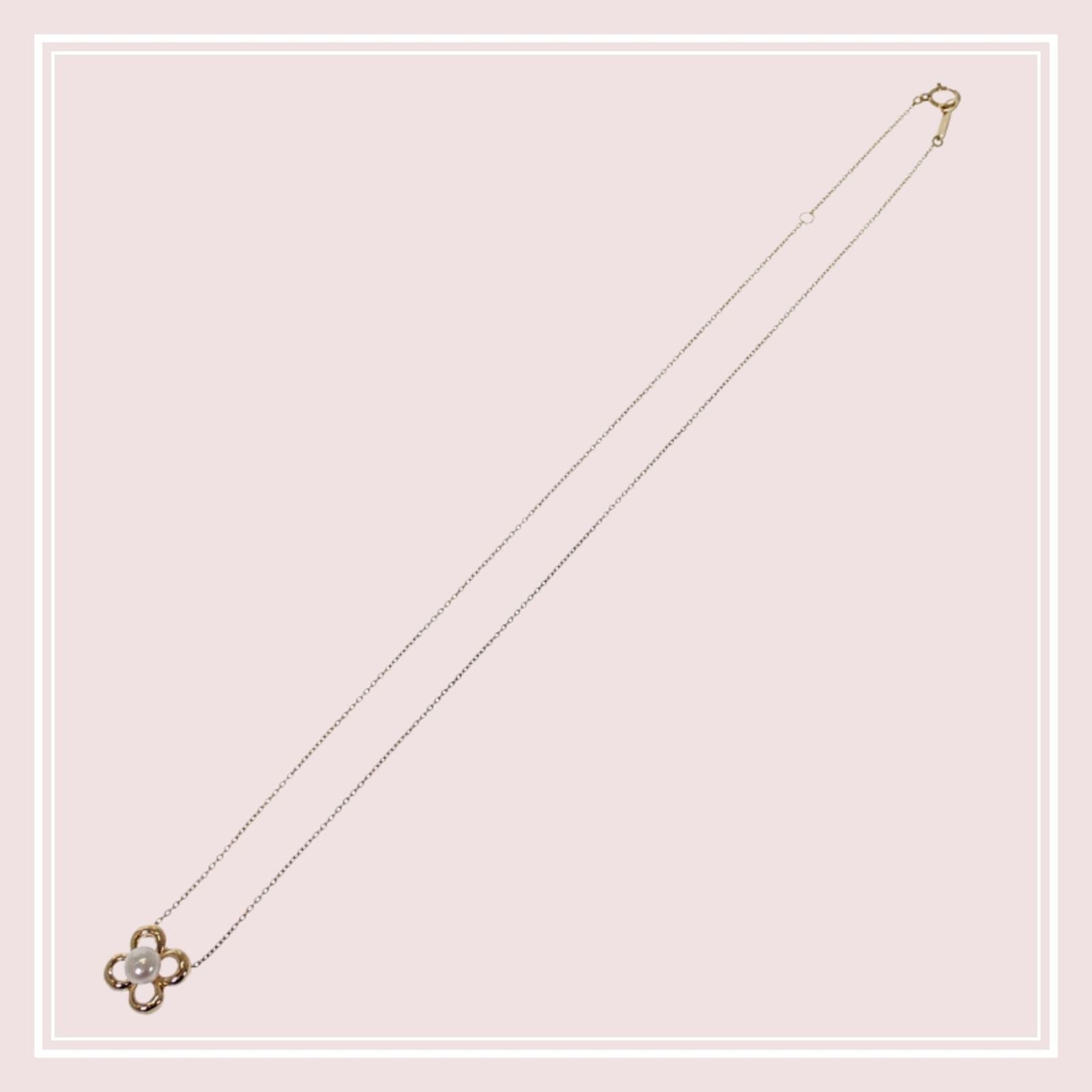 TASAKI Flower Motif Pearl Necklace in K18 Yellow Gold with 5mm pearl and 41cm chain