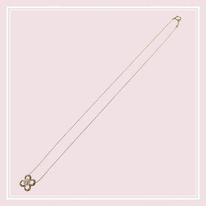 TASAKI Flower Motif Pearl Necklace in K18 Yellow Gold with 5mm pearl and 41cm chain