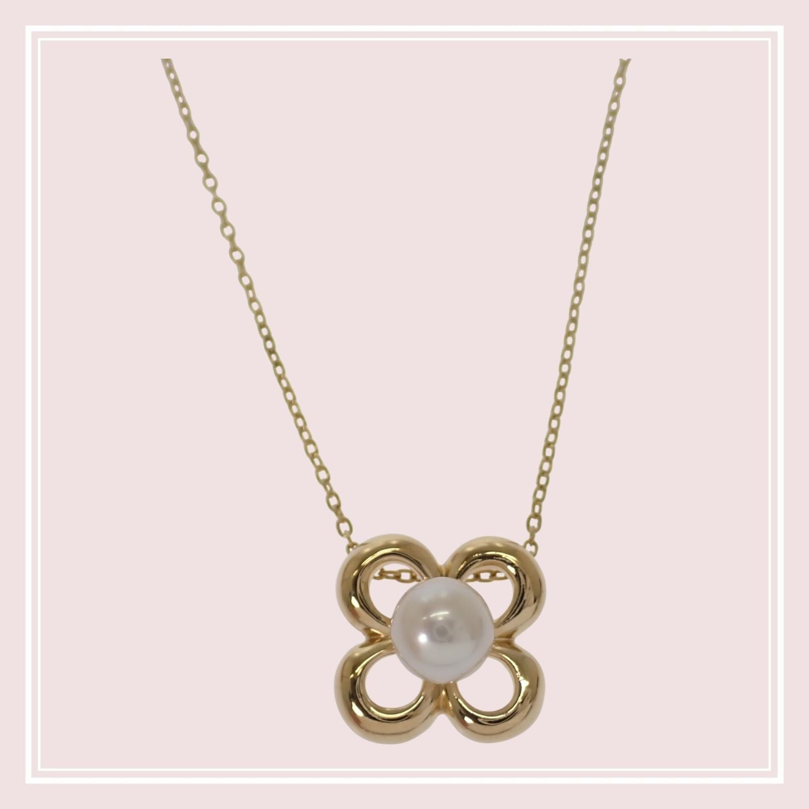 TASAKI Flower Motif Pearl Necklace in K18 Yellow Gold with 5mm pearl and 41cm chain