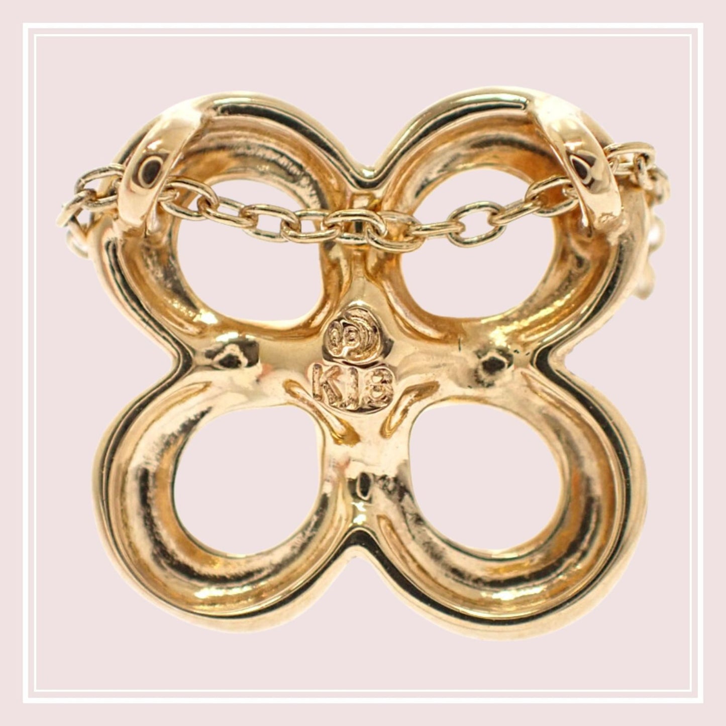TASAKI Flower Motif Pearl Necklace in K18 Yellow Gold with 5mm pearl and 41cm chain