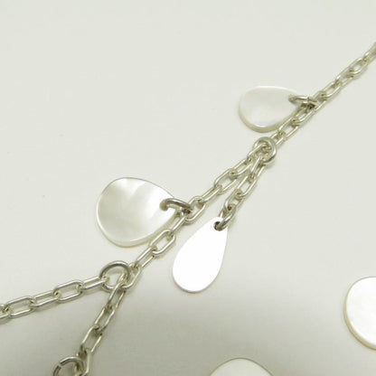 Agete Shell Chain Necklace in SV925 silver with drop design, 38cm length, displayed against white background