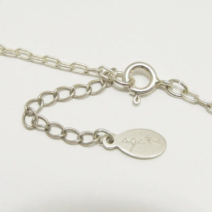 Agete Shell Chain Necklace in SV925 silver with drop design, 38cm length, displayed against white background