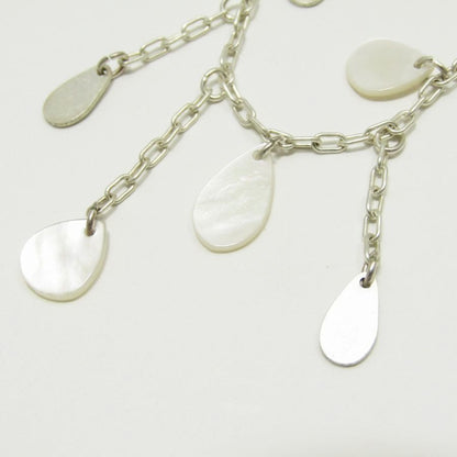 Agete Shell Chain Necklace in SV925 silver with drop design, 38cm length, displayed against white background