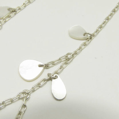 Agete Shell Chain Necklace in SV925 silver with drop design, 38cm length, displayed against white background