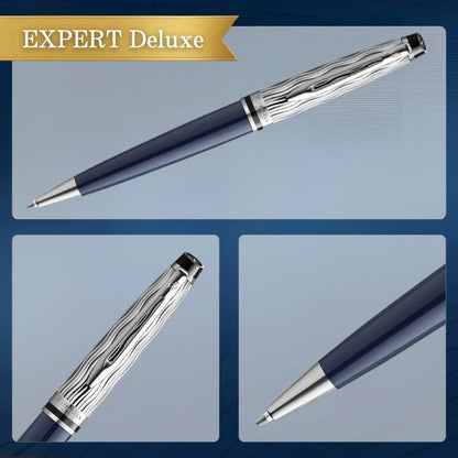 Waterman Expert Special Edition Blue CT ballpoint pen with deep blue lacquer body and palladium plated clip and trim