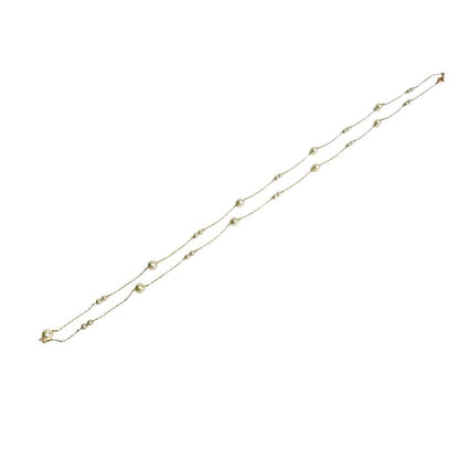 Mikimoto station-style long necklace with 3.3-6.0mm Akoya pearls and K18 gold chain, 72cm length