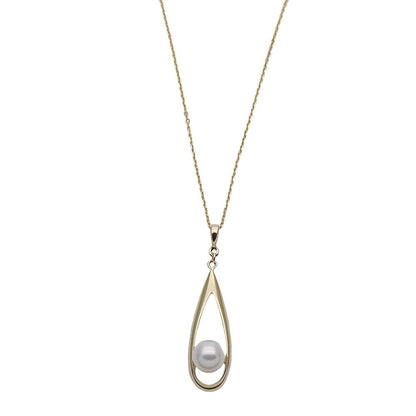 Mikimoto ladies necklace in yellow gold with a 6.7mm pearl pendant and 40cm chain