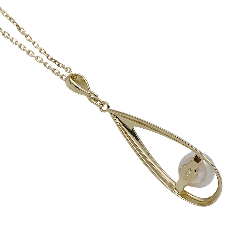 Mikimoto ladies necklace in yellow gold with a 6.7mm pearl pendant and 40cm chain