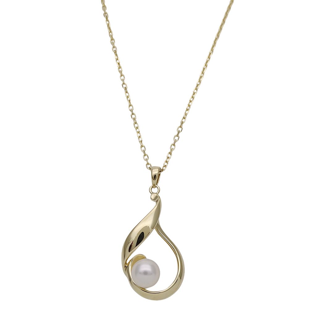Mikimoto ladies necklace featuring 5.8mm pearl on 45cm yellow gold polished chain