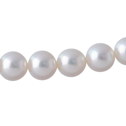 Mikimoto Akoya pearl necklace with 52 pearls sized 7.5-8mm, 43cm length, silver and white gold materials