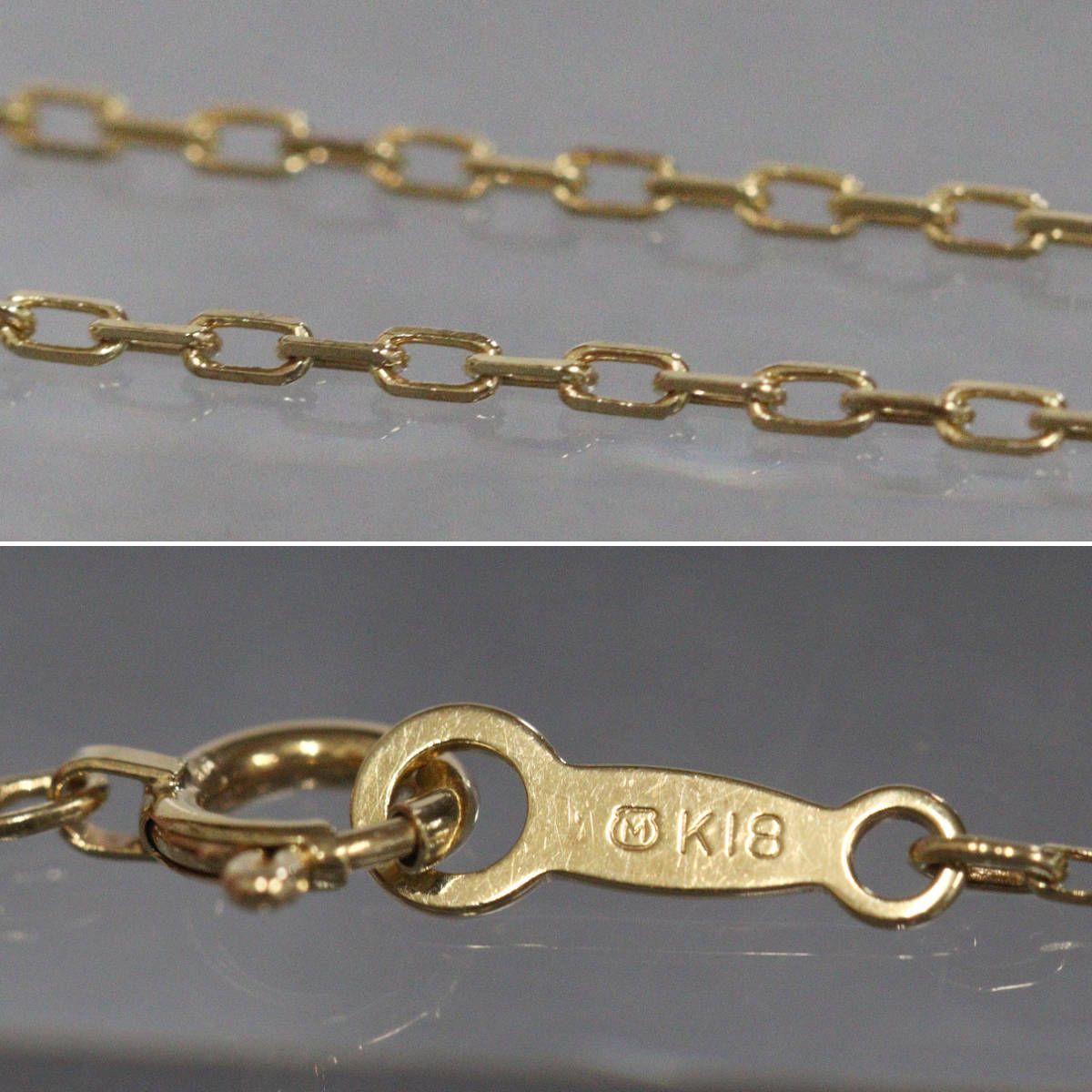 Mikimoto K18 diamond pendant featuring bell motif with 0.15ct diamond on 40cm chain