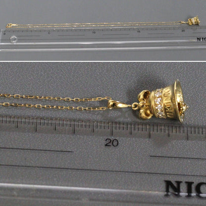 Mikimoto K18 diamond pendant featuring bell motif with 0.15ct diamond on 40cm chain