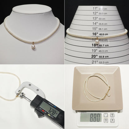 Mikimoto Perleta K18 baby pearl necklace with gold chain in excellent condition