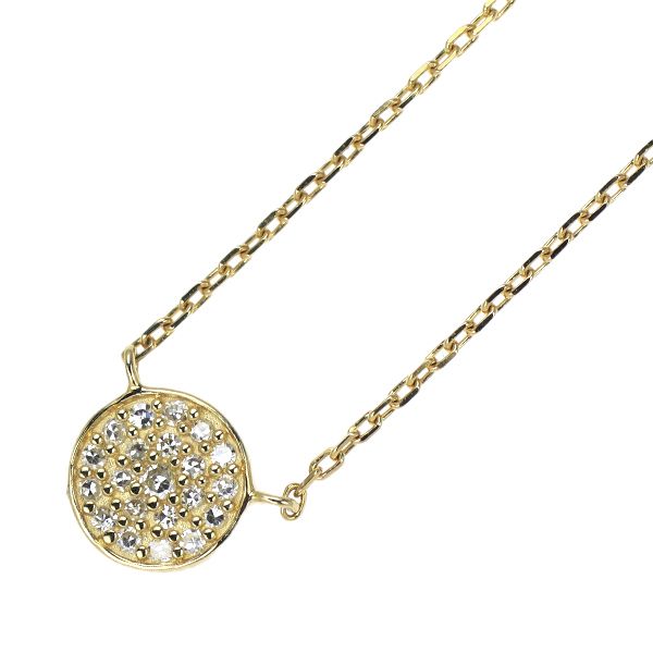 agete K18YG yellow gold diamond pendant necklace with 0.04ct single cut diamond on 40cm chain