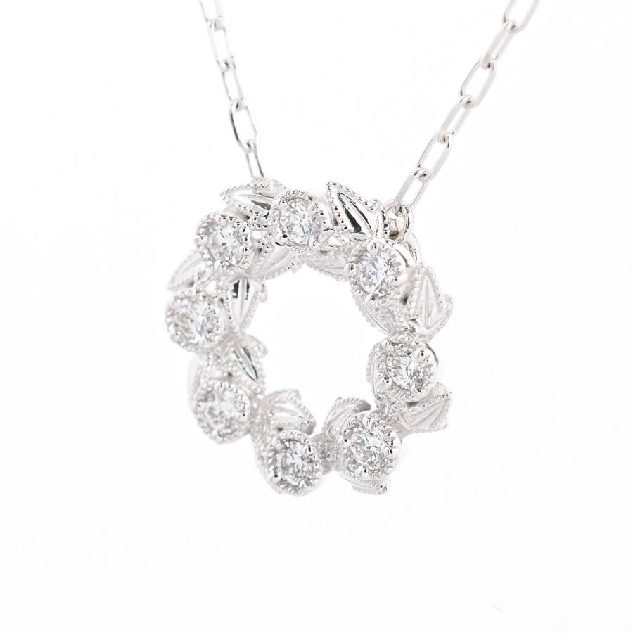 Mikimoto necklace featuring a 0.11 ct diamond charm in K18 white gold with a 39/42.5 cm chain
