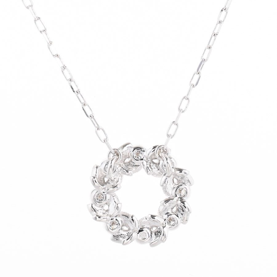 Mikimoto necklace featuring a 0.11 ct diamond charm in K18 white gold with a 39/42.5 cm chain