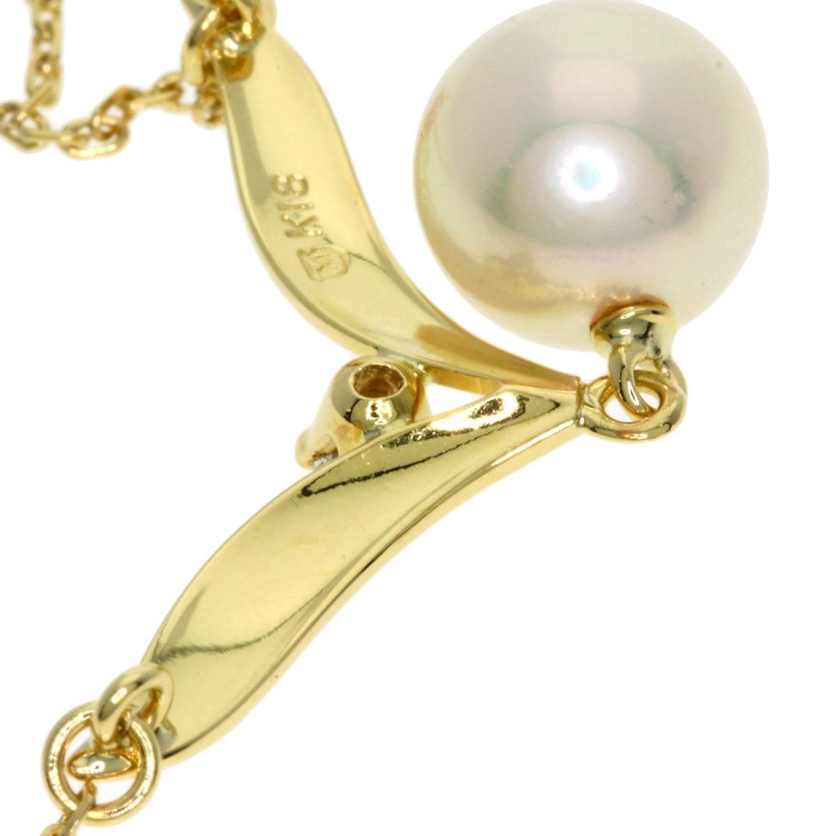 MIKIMOTO pearl diamond necklace in K18 yellow gold with 7.1 mm pearl and 41.5 cm chain for women