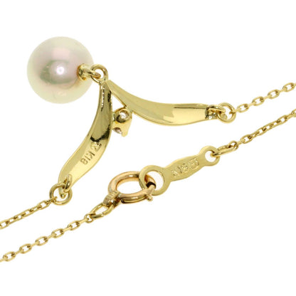 MIKIMOTO pearl diamond necklace in K18 yellow gold with 7.1 mm pearl and 41.5 cm chain for women