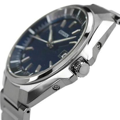 Citizen Men's CB3010-57L Attesa watch with navy dial and silver super titanium band